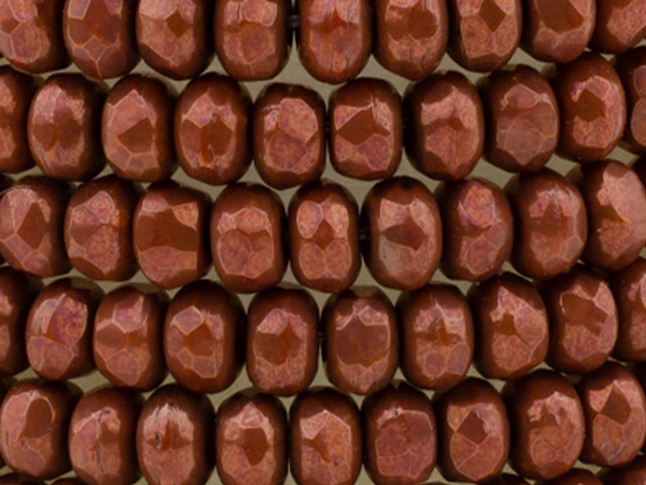 Czech Glass 3 x 2mm Brown Opaque with Copper Luster Gem Cut Microspacer Bead Strand by Raven's Journey