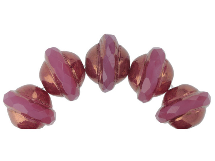 Clearance - Was $12.89 - Czech Glass 8 x 10mm Mauve and Lilac Saturn Bead Strand by Raven's Journey