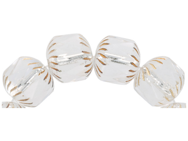 Clearance - Was $13.39 - Czech Glass 10 x 10mm Clear with Silver Accents Center Faceted Round Bead Strand by Raven's Journey