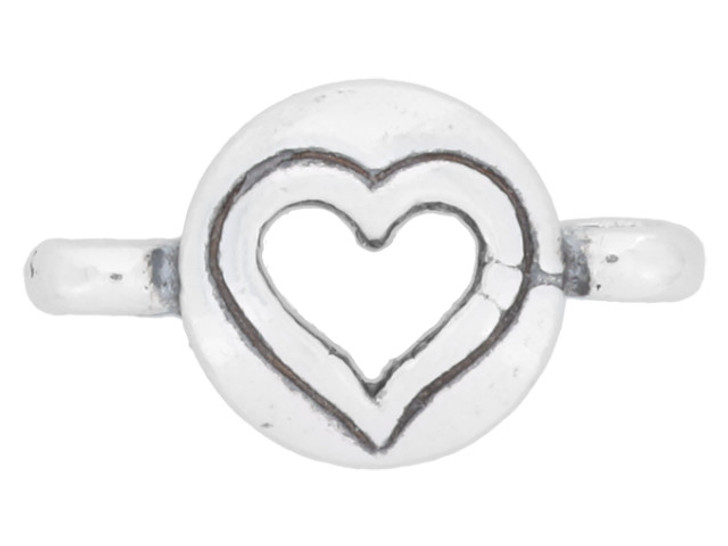 Artbeads Sterling Silver Small Thick Framed Circle Link with Cutout Heart