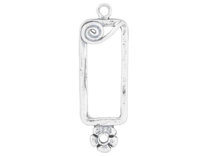 Artbeads Sterling Silver Rectangle Frame Link with Floral Accents Artbeads Sterling Silver Rectangle Frame Link with Floral Accents