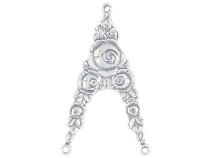 Artbeads Sterling Silver Upside Down V Shaped Chandelier with Roses