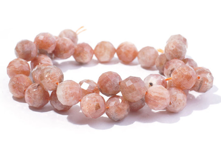 Dakota Stones Golden Sunstone 10mm Round Faceted A Grade Bead Strand