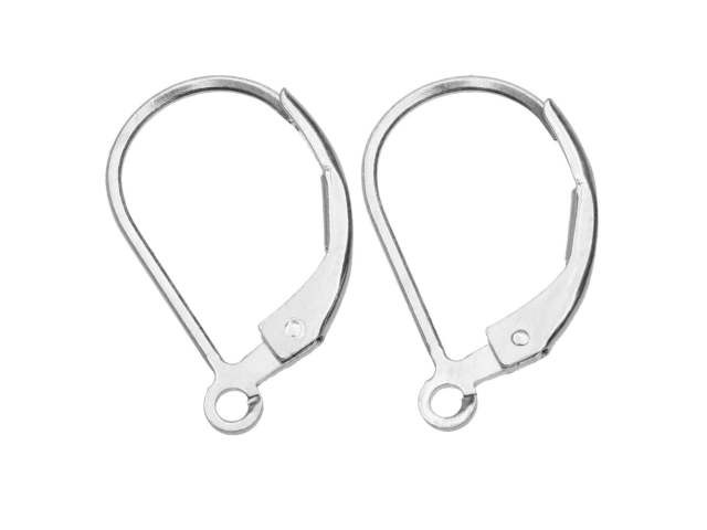 Earring Findings, Classic Lever-Back 16x10mm, Sterling Silver (1 Pair)