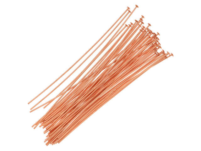 Head Pins, 2 Inches Long and 24 Gauge Thick, Copper