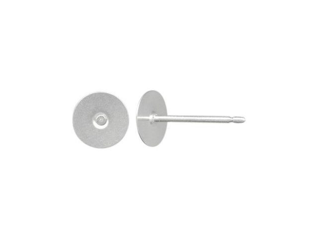 Sterling Silver Earring Post Findings, 6mm Flat Pad (1 Pair)
