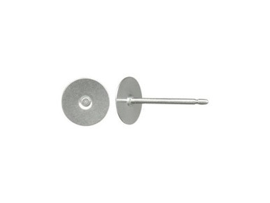Stainless Steel Earring Post Finding w 6mm Flat Pad (1 Pair)