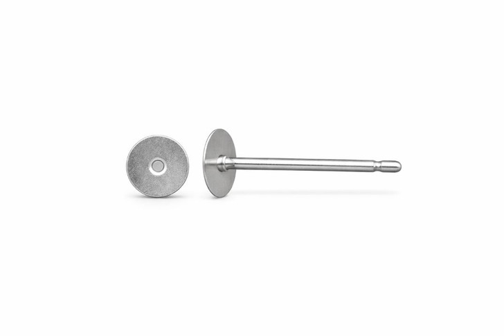 Stainless Steel Earring Post Findings, 4mm Flat Pad (20 Pieces)