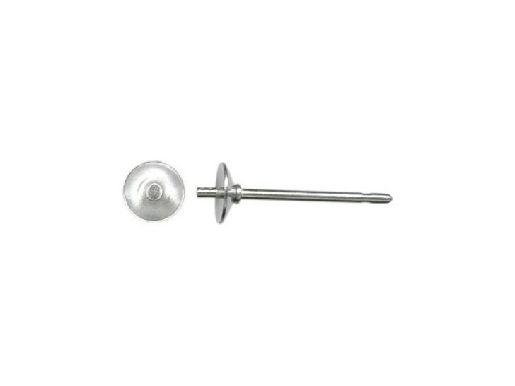 Stainless Steel Earring Post Findings, 4mm Cup Pad with Peg (1 Pair)