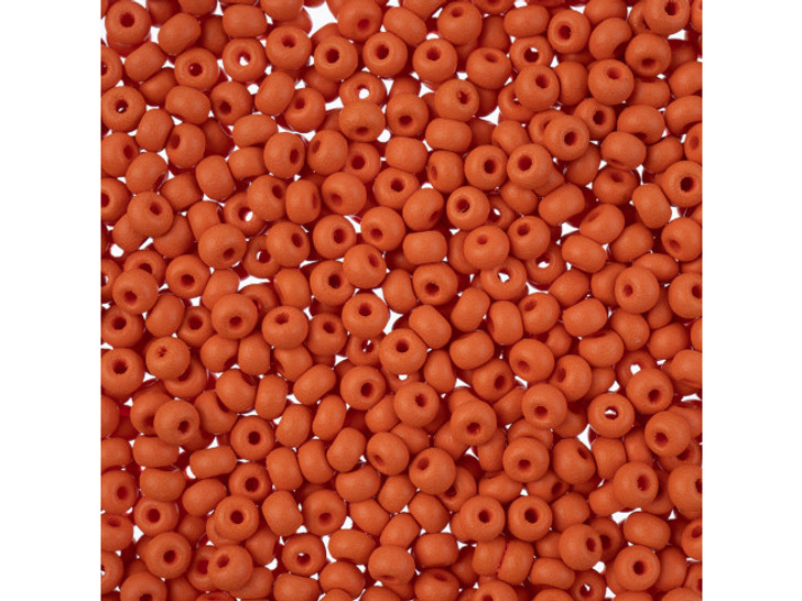 Preciosa Round Seed Bead 8/0 5.5-Inch Tube - Permalux Dyed Chalk Orange -  Matte
