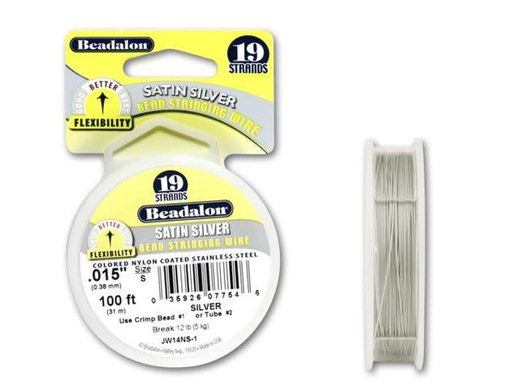 Beadalon 19 .015 100FT - Satin Silver