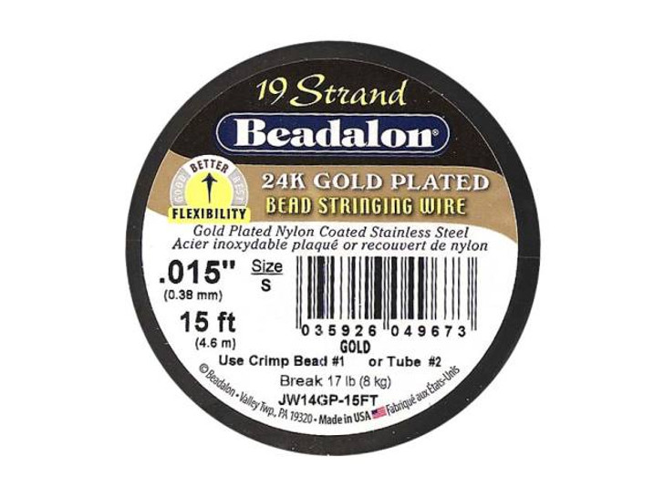 Beadalon Metallic Nylon Coated Stainless Steel Wire, Gold Color