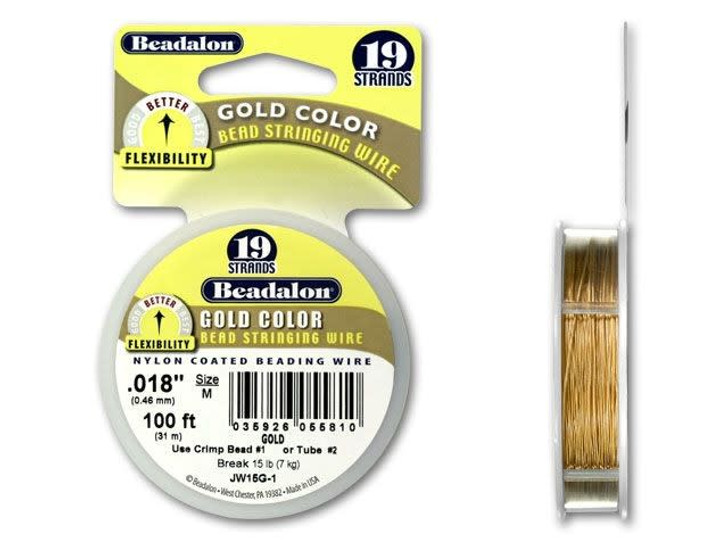 Beadalon 19 .018 100FT - Gold