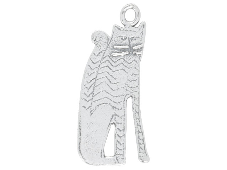 Artbeads Sterling Silver Right Facing Sitting Cat Charm