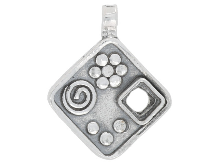 Artbeads Sterling Silver Diamond Pendant with Flower and 4mm Setting for PRESTIGE Crystal