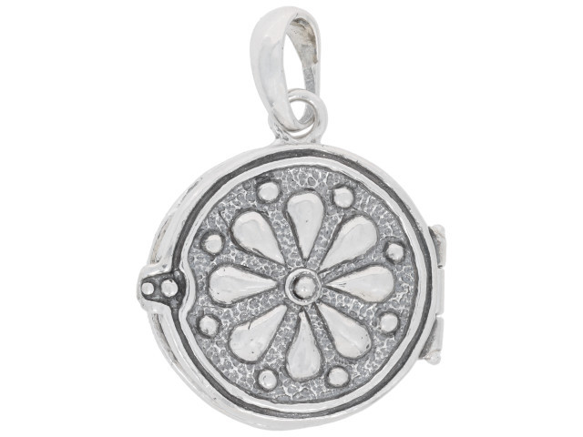 Artbeads Sterling Silver Locket Pendant with Sunburst Design with Bail