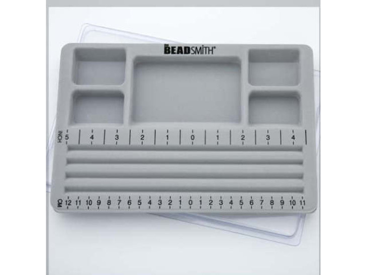 The Beadsmith Mini Travel Bead Design Beading Board Gray Flock W/ Lid 7.75  x 11.25 Inches 