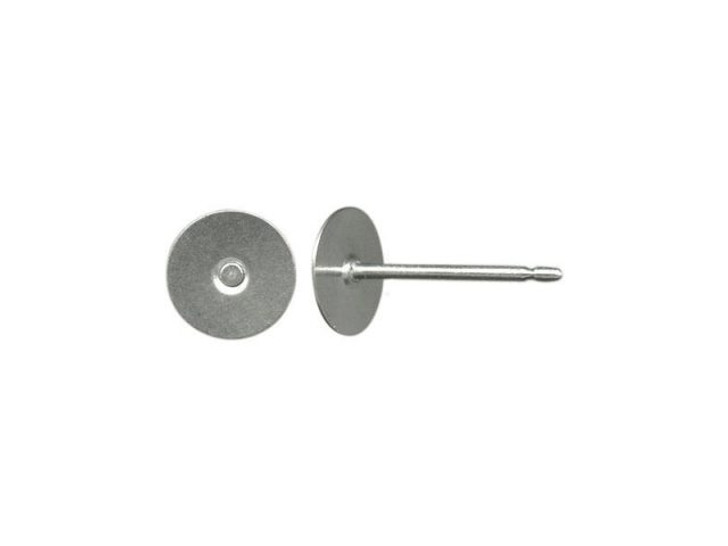 Titanium Earring 9.5mm Post with 6mm Stainless Steel Flat Pad