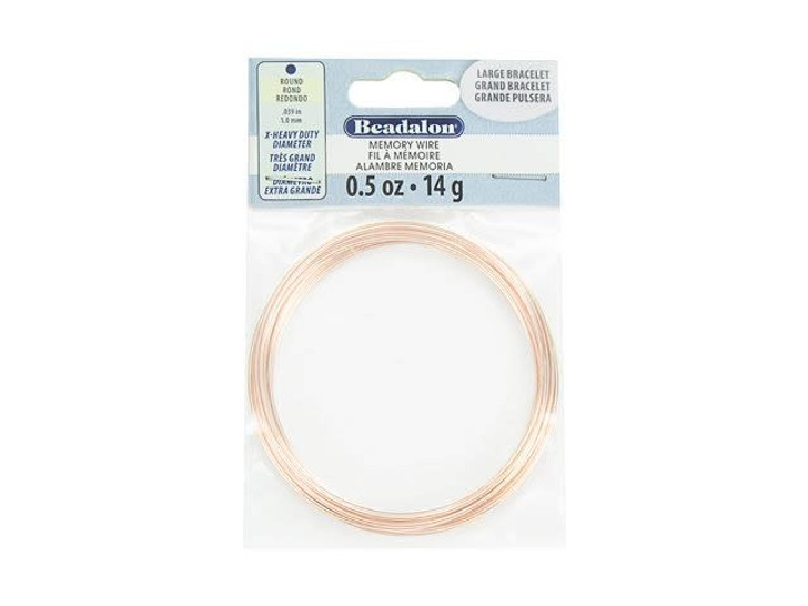 Beadalon Extra Heavy Duty Round Memory Wire Rose Gold Color Large Bracelet