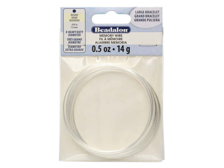 Beadalon Extra Heavy Duty Round Memory Wire Silver-Plated Large Bracelet