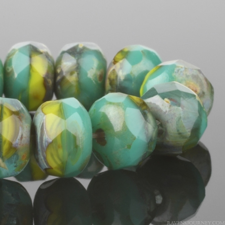 Rondelle (5x3mm) Gaspeite Green Opaque, Turquoise Opaque, and Aqua by Raven's Journey