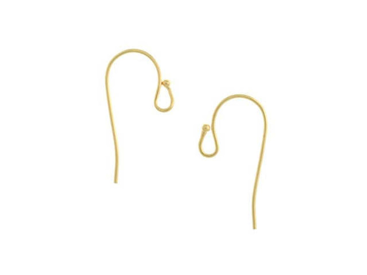 Earring Findings, Bali Style Earring Hooks with Ball 21mm, Gold Plated (25 Pairs)