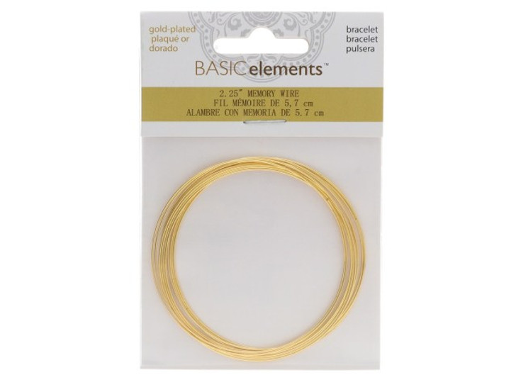 Memory Wire, Bracelet Round Size Medium 2.25 Diameter, 12 Loops, Gold Plated