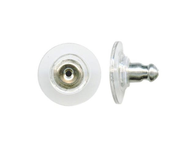 Anodized Aluminum & Silver Tone Earring Backs, Mechanical Grip & 11.4mm Flange, 7.6mm Length (24 Pieces)