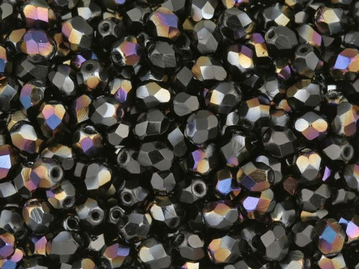 Czech Fire-Polish Bead 4mm Jet Twilight (50pc strand) by Starman