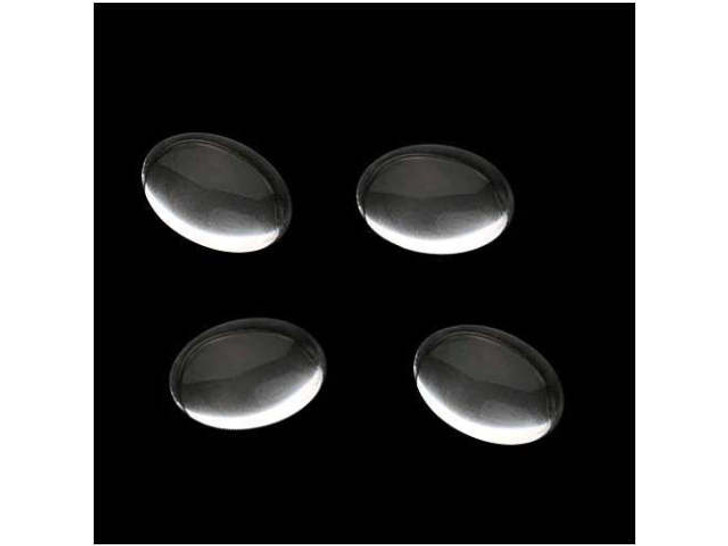 Clearance - Was $2.49 - Czech Clear Glass Cabochon Oval Beads Crystal Magnify 10mm X 14mm (4 pcs)