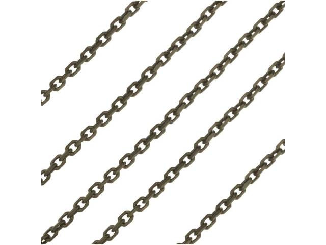 Antiqued Brass Delicate Rectangle Cable Chain, 2mm, by the Foot