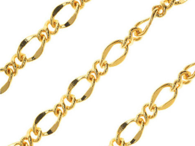 Gold Plated Figaro Chain, 5mm, by the Foot