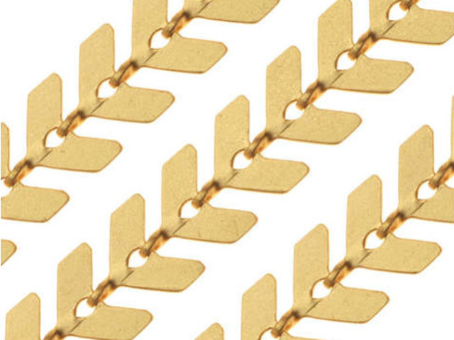 Matte Gold Plated Chevron Chain, 6.5mm by the Foot