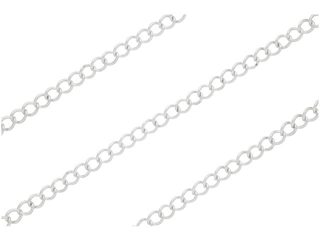 Silver Plated Steel Curb Chain, 5mm, by the Foot