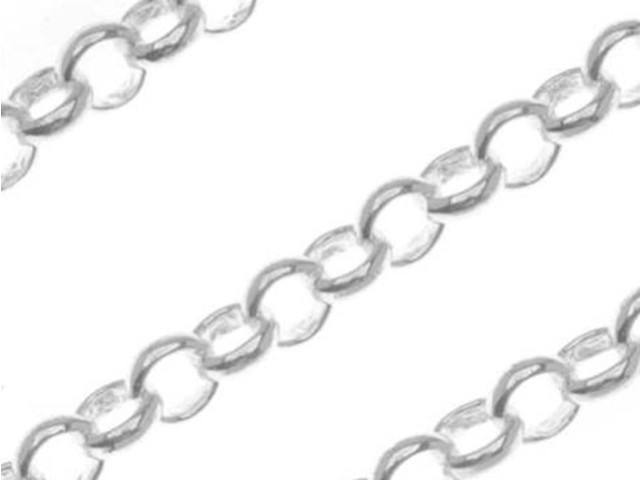 Silver Plated Rolo Chain, 3.7mm, by the Foot