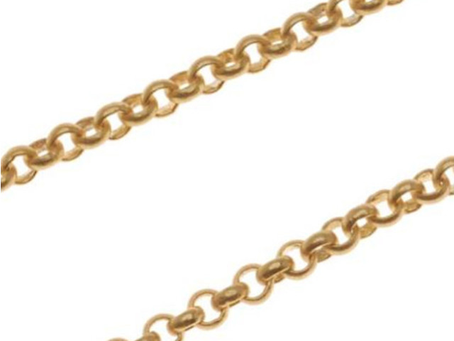 Matte Gold Plated Rolo Chain, 2mm, by the Foot