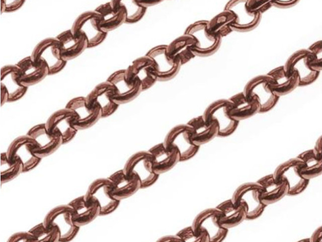 Antiqued Copper Plated Rolo Chain, 3mm, by the Foot
