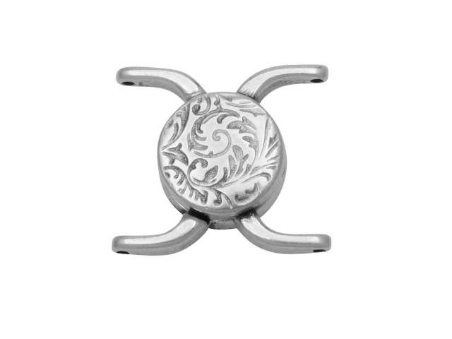 Cymbal Magnetic Clasps for 11/0 Delica & Round Beads, Souda II, Round 15.5x17.5mm, Antiqued Silver Plated (1 Set)