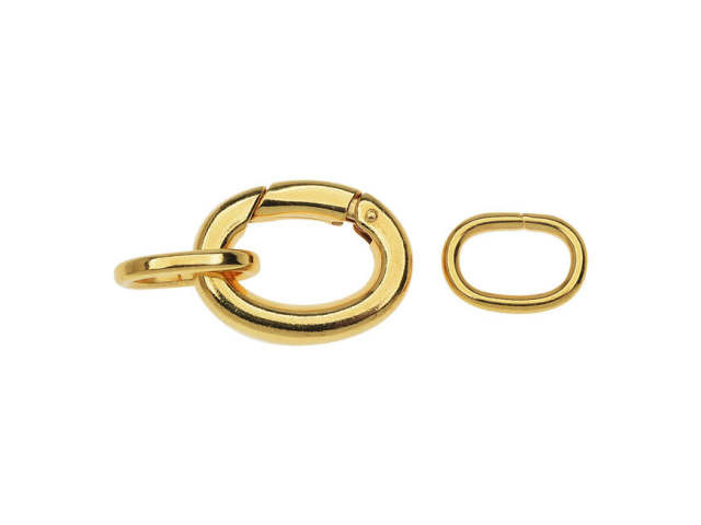 Lobster Clasps, Oval with 2 Jump Rings 20x15mm, Gold Plated (1 Set