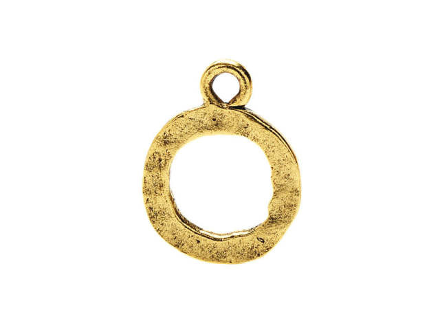 Nunn Design Toggle Clasps, Hammered Toggle Ring 17mm, Antiqued Gold (1 Piece)