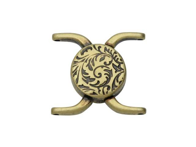 Cymbal Magnetic Clasps for 11/0 Delica & Round Beads, Souda II, Round 15.5x17.5mm, Antiqued Brass Plated (1 Set)