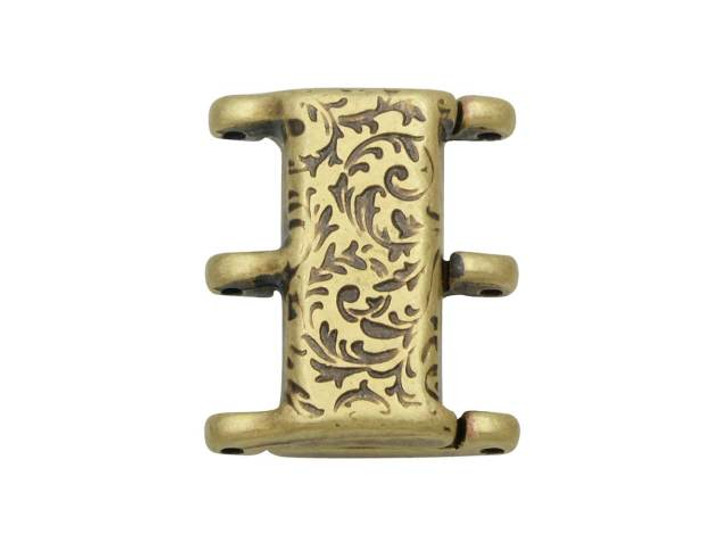 Cymbal Magnetic Clasps for 8/0 Delica & Round Beads, Nisidia III, Rectangle 16x20mm,  1 Set, Antiqued Brass Plated