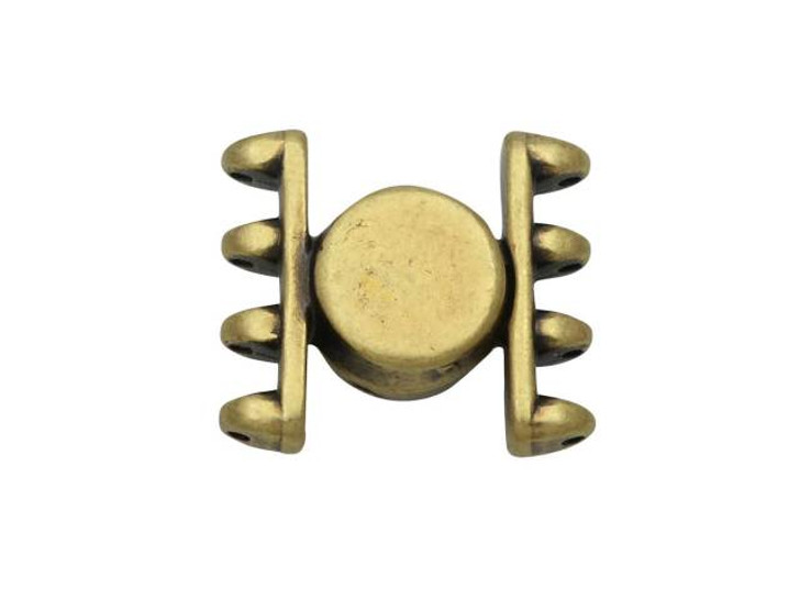 Cymbal Magnetic Clasps for SuperDuo Beads, Anteni, Round 15.5x17.5mm,  Antiqued Brass Plated (1 Set) 