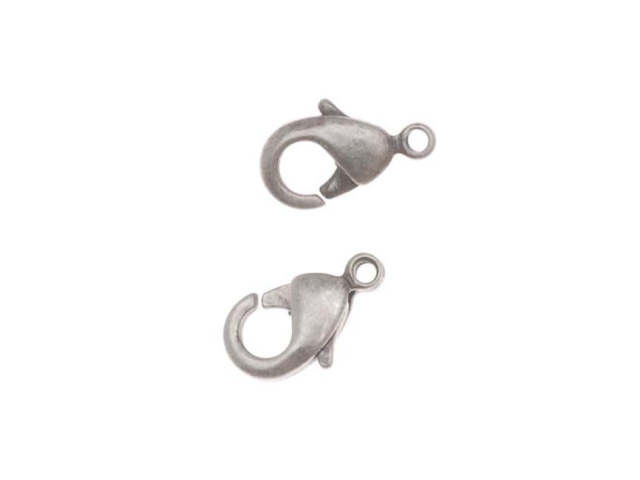 Lobster Clasps, Curve 10mm, Antiqued Silver Plated (6 Pieces)