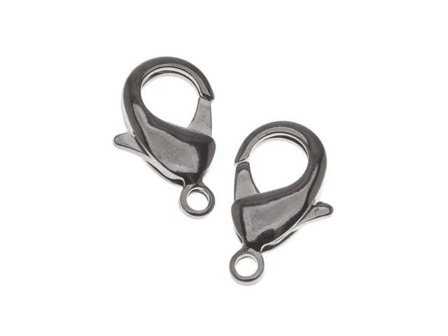 Lobster Clasps, Curve Extra Large 23mm, Black Gunmetal Plated (2 Pieces)