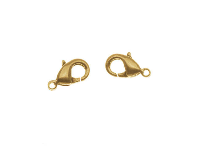 Nunn Design Lobster Clasps, Curve 12mm, 24K Antiqued Gold Plated (2 Pieces)