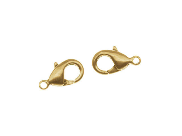 Nunn Design Lobster Clasps, Curve 15mm, 24K Antiqued Gold Plated (2 Pieces)