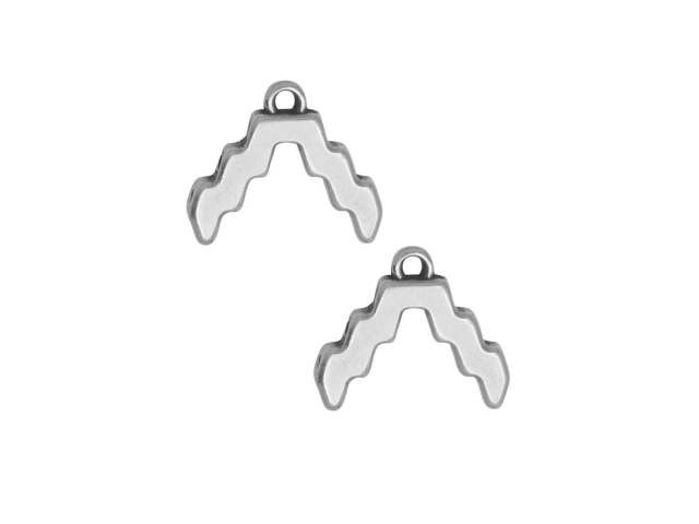 Cymbal Bead Endings for SuperDuo Beads, Menites, 13.5x15mm, Antiqued Silver Plated (2 Pieces)