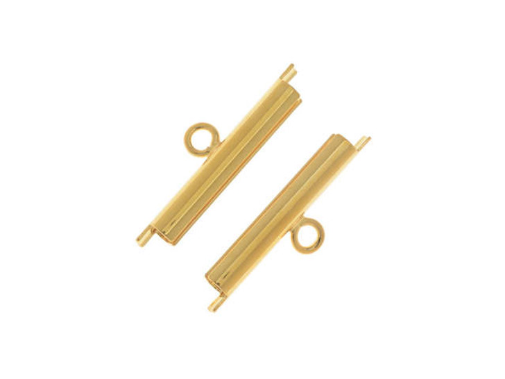Beadalon Tube Slide Cord Ends, fits 11/0 Miyuki Seed Beads 23mm, Pack of 2, Gold Plated