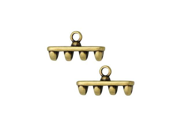 Cymbal Bead Endings for SuperDuo Beads, Rozos IV, 8x15mm, Antiqued Brass Plated (2 Pieces)